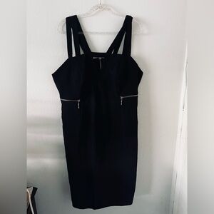 NWT Lane Bryant Black Strappy Zip-Detail Bodycon Dress